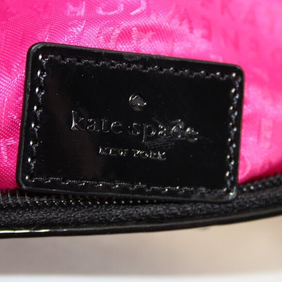 Kate Spade 9.5 x 5.5 Black Cream Striped Polyurethane Polyvinyl Crossbody Purse - Picture 7 of 16